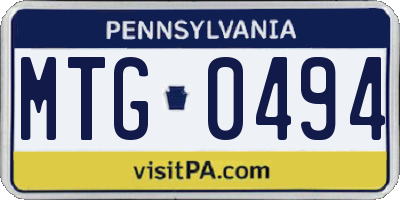 PA license plate MTG0494