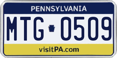 PA license plate MTG0509