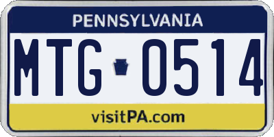 PA license plate MTG0514
