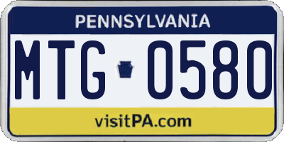 PA license plate MTG0580