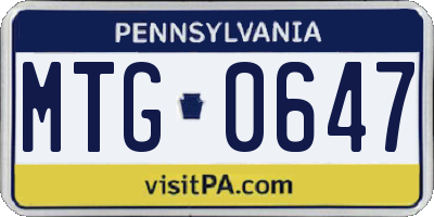 PA license plate MTG0647
