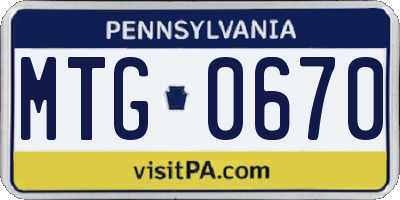 PA license plate MTG0670