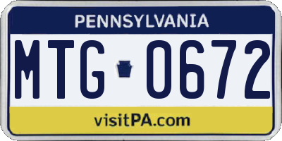 PA license plate MTG0672