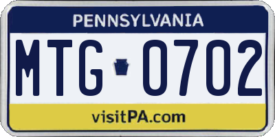 PA license plate MTG0702