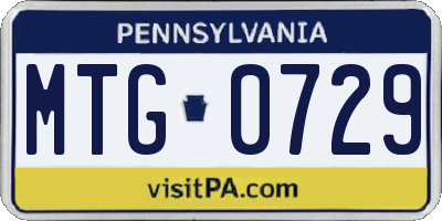 PA license plate MTG0729