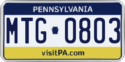 PA license plate MTG0803