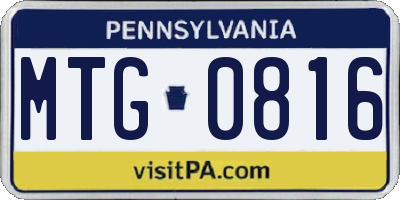PA license plate MTG0816
