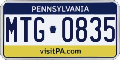 PA license plate MTG0835