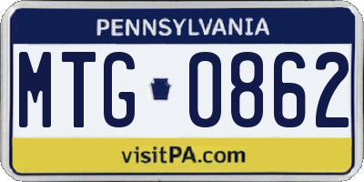 PA license plate MTG0862
