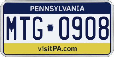 PA license plate MTG0908