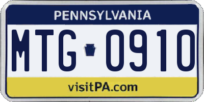 PA license plate MTG0910