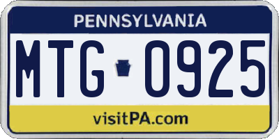 PA license plate MTG0925