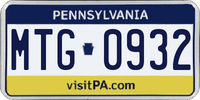 PA license plate MTG0932