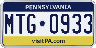 PA license plate MTG0933