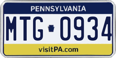 PA license plate MTG0934