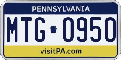 PA license plate MTG0950