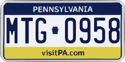 PA license plate MTG0958