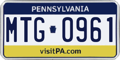 PA license plate MTG0961