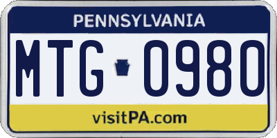 PA license plate MTG0980