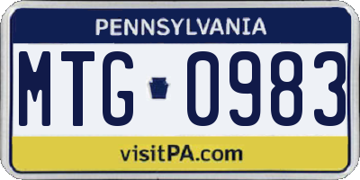 PA license plate MTG0983