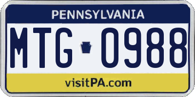 PA license plate MTG0988