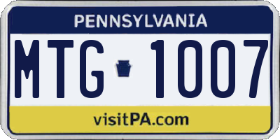 PA license plate MTG1007