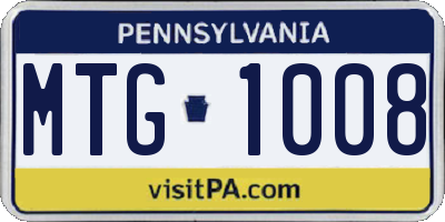 PA license plate MTG1008