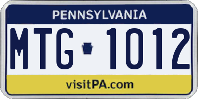 PA license plate MTG1012