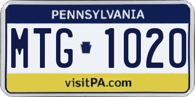 PA license plate MTG1020