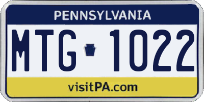 PA license plate MTG1022