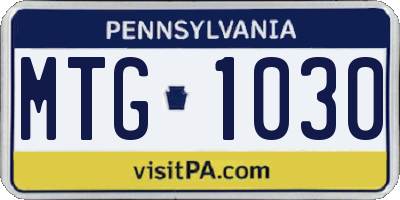 PA license plate MTG1030