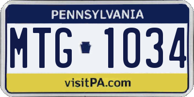 PA license plate MTG1034