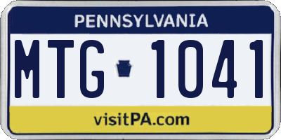 PA license plate MTG1041
