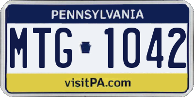 PA license plate MTG1042