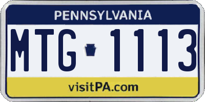PA license plate MTG1113