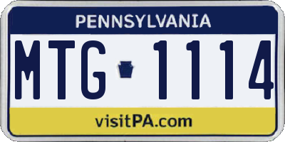 PA license plate MTG1114