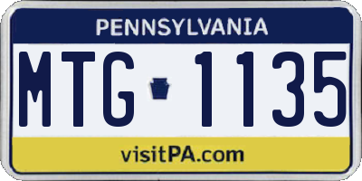 PA license plate MTG1135
