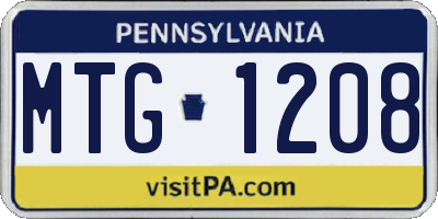 PA license plate MTG1208
