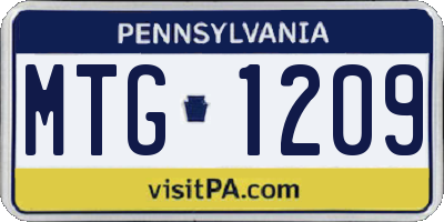 PA license plate MTG1209