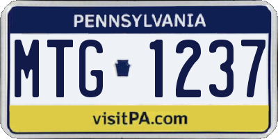 PA license plate MTG1237