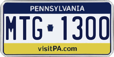 PA license plate MTG1300