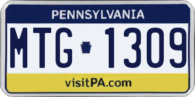 PA license plate MTG1309