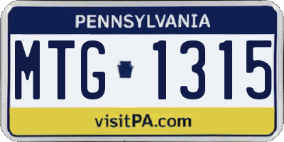 PA license plate MTG1315
