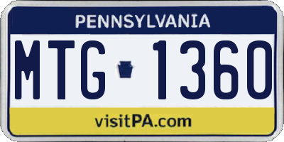 PA license plate MTG1360