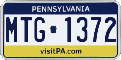 PA license plate MTG1372
