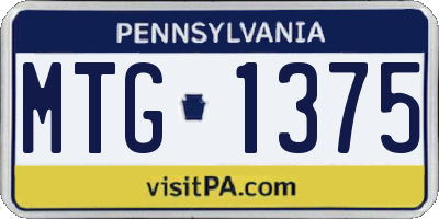 PA license plate MTG1375