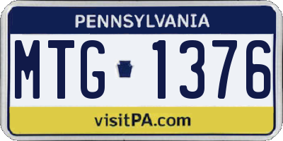 PA license plate MTG1376