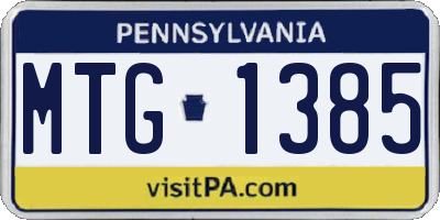 PA license plate MTG1385