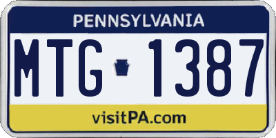 PA license plate MTG1387