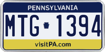 PA license plate MTG1394